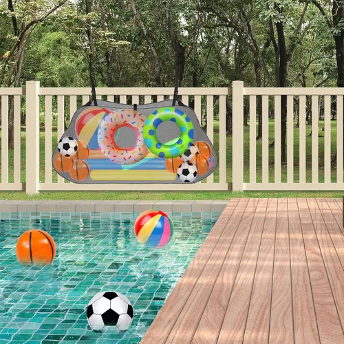 Miniatura 2 de Bolsa de almacenamiento de flotadores de piscina, organizador de malla plegable para colgar en la piscina, para bolas, flotadores, juguetes