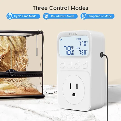 Miniatura 2 de INKBIRD Termostato digital Salida Controlador de temperatura Toma de corriente Control de calefacción/enfriamiento 1200W 10A Pantalla retroiluminada