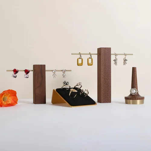 Miniatura 7 de GemeShou Soporte de anillo de joyería negro para mujeres, exhibición de anillo minorista, organizador de almacenamiento de anillo de terciopelo