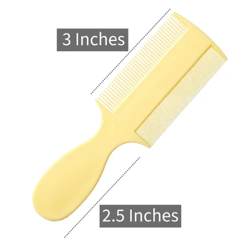 Miniatura 4 de Vakly Peine de dientes finos (paquete de 3) – Peine de bebé de doble cara con asa, peine extrafino para piojos y caspa para cuna, recién nacidos