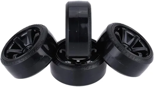 Miniatura 2 de GoolRC Juego de 4 neumáticos de automóvil de deriva 1/10 para Traxxas HSP Tamiya HPI Kyosho On-Road Drifting Car (negro)