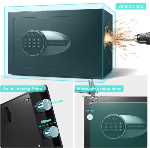 Miniatura 2 de BONANO Caja fuerte pequeña, caja de seguridad de 0.5 cúbicos con teclado electrónico y bolsa impermeable ignífuga, pequeña caja de seguridad