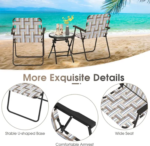 Miniatura 8 de Silla de Playa Giantex para Adultos Pack de 4 - Silla de Camping con Estructura de Acero, Silla Director Plegable Ligera, Silla de Tela para Caqui
