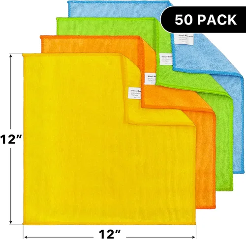 Miniatura 2 de Simple Houseware Paquete de 50 paños de limpieza de microfibra, 12 x 12 pulgadas, 4