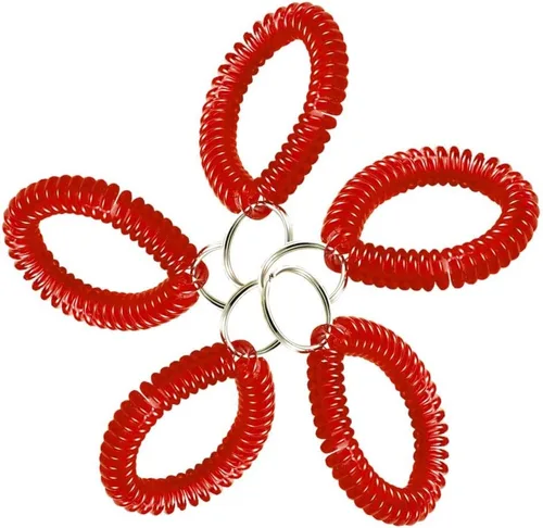Miniatura 17 de Lucky Line - Resorte de muñeca en espiral de 2 pulgadas de diámetro con llavero de acero, multicolor, pulsera flexible para muñeca, se estira hasta