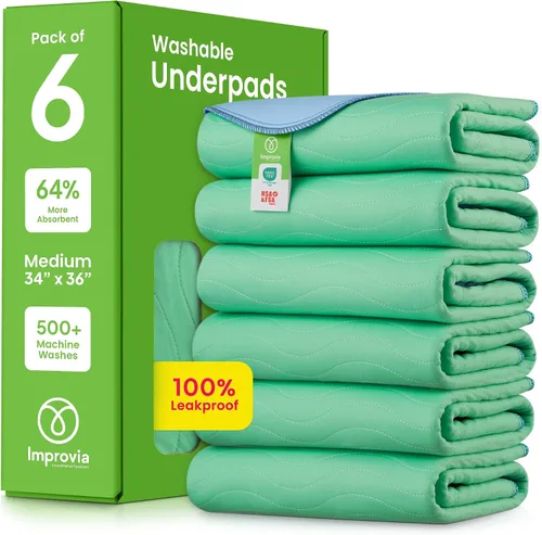 Miniatura 18 de IMPROVIA® Almohadillas lavables, almohadillas reutilizables de gran absorción para incontinencia para niños, adultos, ancianos y mascotas, Azul