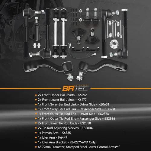 Miniatura 2 de Juego de 15 piezas de juntas esféricas delanteras 4WD + barras estabilizadoras + barras de acoplamiento 1995-1999 para Chevrolet/para GMC K1500
