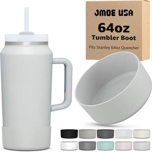 Miniatura 13 de Jmoe USA Bota para vaso Stanley Quencher H2.0 FlowState de 64 onzas con asa, silicona sin BPA, protector de manga para la parte inferior de la taza
