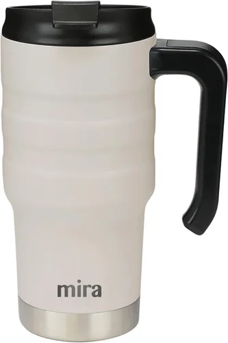 Miniatura 10 de MIRA Taza de viaje aislada de 20 onzas, taza de café de acero inoxidable con tapa abatible y asa a prueba de derrames, vaso para automóvil