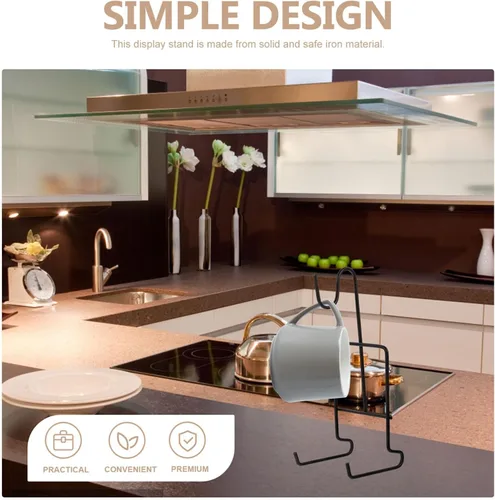 Miniatura 7 de SHOWERORO Soporte para taza de té, soporte para taza, organizador de platillos para encimera de cocina y gabinete Negro