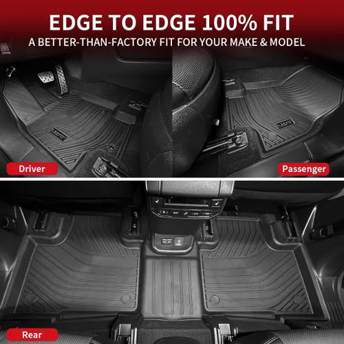 Miniatura 8 de LASFIT Alfombrillas para Toyota Highlander 2020-2025 2026 de 8 asientos (no para híbridos) para todo tipo de clima, revestimiento de suelo de TPE