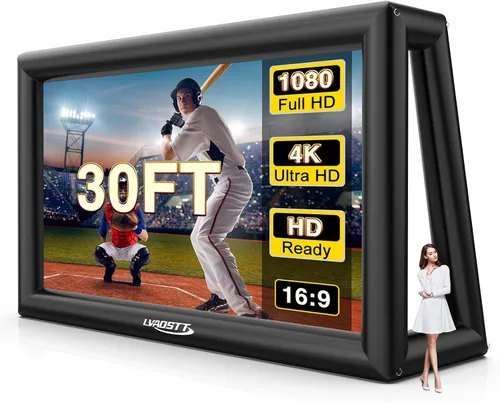 Miniatura 9 de Pantalla de Proyector Inflable, Pantalla de Película Inflable de 24 Pies para Proyector Exterior, Diseño de Una Pieza de Fácil Instalación