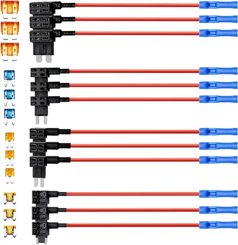 Paquete de 12 adaptadores de fusible para añadir un circuito – Adaptador de fusible de 12 V para automóvil – Mini conector de fusibles automotriz