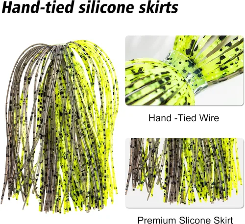Miniatura 3 de Goture Silicone Jig Skirts, 24pcs/30pcs Bass Fishing Jigs Spinnerbait Skirts Replacement Kit,5 Colors Silicone Skirts for Fishing Lures, Football