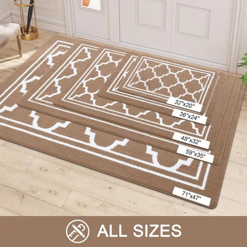 Miniatura 7 de Buganda Alfombra para Puerta Interior, Felpudo Resistente a la Suciedad y Absorbente, Antideslizante, Alfombras de Perfil Bajo para Entrada Marrón