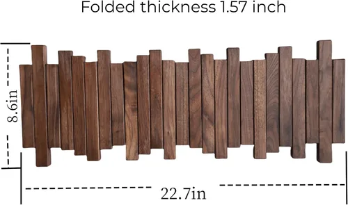 Miniatura 5 de Perchero de madera natural para piano de pared Perchero de pared Perchero de pared abatible con 5 ganchos Gancho de arte para pared