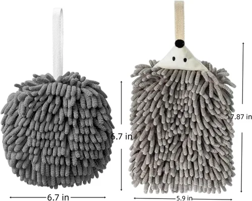 Miniatura 5 de Paquete de 3 toallas de mano de felpilla de animales con lazo Haning, toallas de mano de flores para cocina y baño, toalla de baño de manos