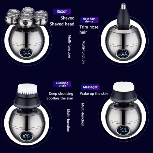 Upgrade 7 Heads - Afeitadora eléctrica 5 en 1 para hombres calvos, maquinilla de afeitar eléctrica multifuncional para hombres, kits de recortadora
