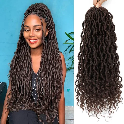 Miniatura 47 de Trenzas postizas Goddess, 6 paquetes de 18 pulgadas, cabello lacio, trenzado con ganchillo, para mujeres negras, trenzas postizas ombre con puntas
