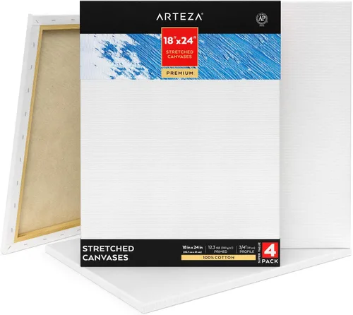 Miniatura 11 de ARTEZA Lienzo estirado, 8 x 8 pulgadas, paquete de 12, lienzo cuadrado blanco en blanco para pintura para pinturas acrílicas, al óleo y gouache