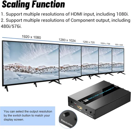 Miniatura 4 de HDMI al convertidor de componentes con la función del escalador, aluminio 1080P HDMI al convertidor de YPbPr