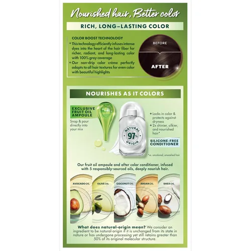Miniatura 10 de Garnier Color de Cabello Nutrisse Crema Nutritiva, 40 Marrón Oscuro (Chocolate Oscuro) Tinte Permanente para el Cabello, 1 Unidad
