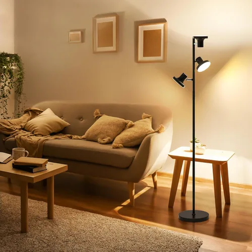Miniatura 6 de SIBRILLE Lámpara de pie LED de árbol de 36W, lámpara de pie ajustable moderna con control remoto y táctil, 4 temperaturas de color, 3 lámparas