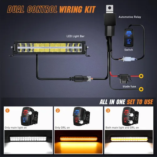 Miniatura 5 de Nilight Barra de Luz LED con DRL Ámbar de 16 Pulgadas 120W Luz Todoterreno Anti-Deslumbrante Combo Inundación Punto LED Luz de Conducción IP68