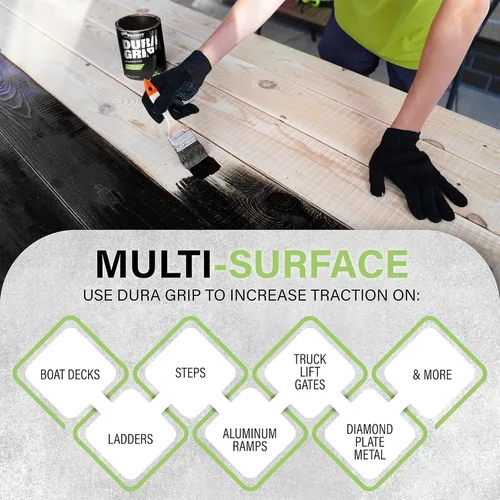 Miniatura 3 de Pintura antideslizante Dura Grip para hormigón, madera, baldosas y metal – Recubrimiento antideslizante para suelo, tarimas y rampas – 1 cuarto