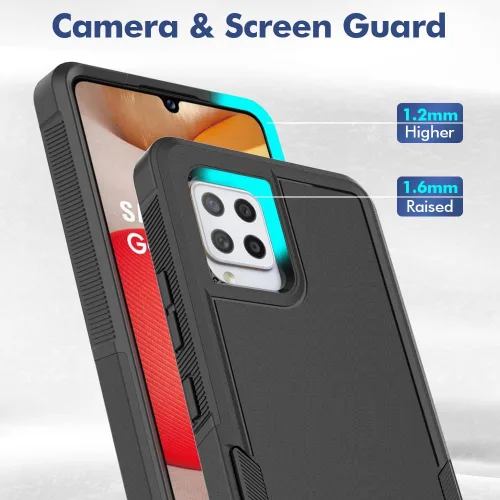 Miniatura 4 de Jeylly Funda para Samsung Galaxy A42 5G con protector de pantalla de vidrio templado, resistente a los golpes, a prueba de caídas, duradera