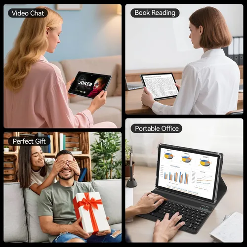 Miniatura 8 de Tableta Android de 10.1 pulgadas, procesador Octa-Core 2026 con almacenamiento de 64 GB, tableta WiFi 6, cámara dual de 13 MP+5MP, tableta 2 en 1