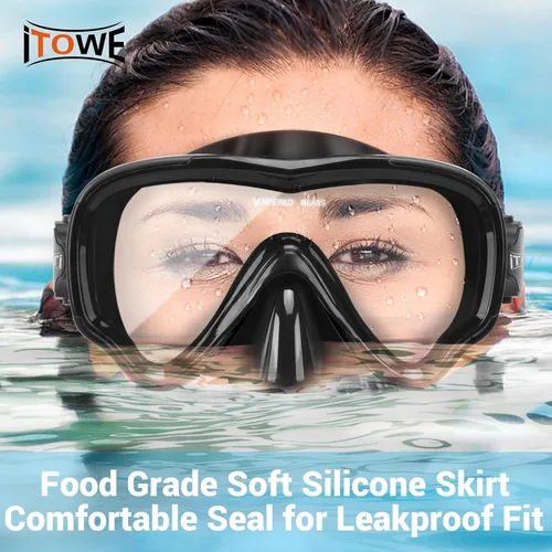 Miniatura 4 de Gafas de natación para adultos, hombres y mujeres, con cubierta de nariz, vidrio templado de 180°, visión clara, máscara de piscina, gafas de buceo