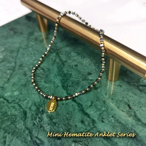 Miniatura 2 de Morchic Tobillera de hematita para mujer, cadena de pie hecha a mano, joyería elástica para chakras de playa