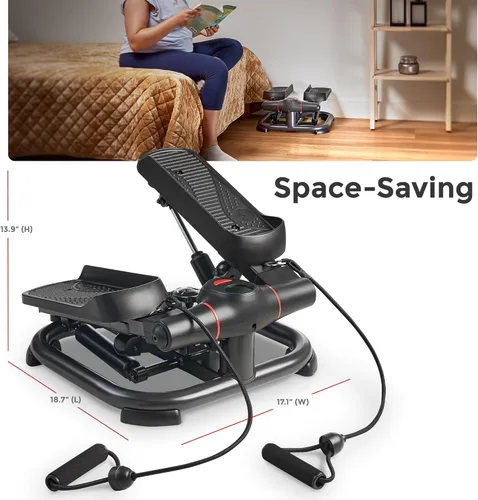 Miniatura 6 de Sunny Health & Fitness 2-in-1 Power Stepper, 400 lb Weight Capacity, Resistance Bands, Height-Adjustable, Low-Impact Cardio, Bluetooth + SunnyFit