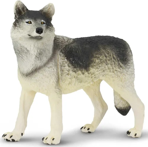 Safari Ltd. Figura de juguete de lobo gris, figura detallada de plástico de 4.8 pulgadas, divertido juguete educativo para niños, niñas y niños a