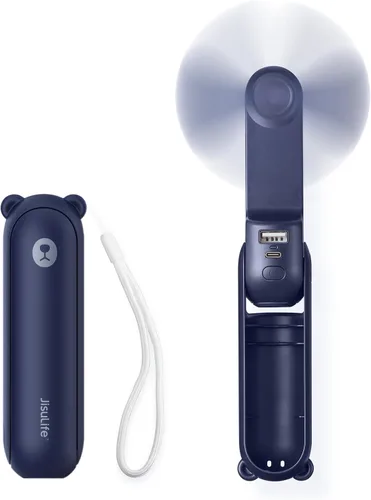 Miniatura 14 de JISULIFE Mini ventilador de mano, ventilador de mano 3 en 1, ventilador de bolsillo pequeño recargable por USB, ventilador de batería