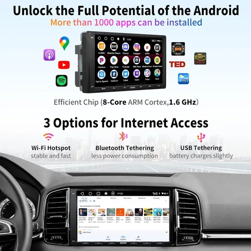 Miniatura 2 de ATOTO A6PF - Estéreo de coche Android de doble DIN, CarPlay inalámbrico, Android Auto inalámbrico, MirrorLink, navegación en pantalla táctil de 7