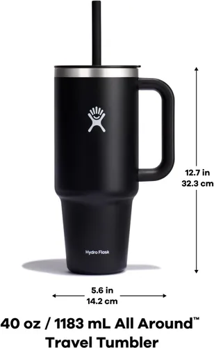 Miniatura 8 de Hydro Flask Vaso de viaje con asa, tapa y pajita, acero inoxidable aislado en trillium de 40 onzas
