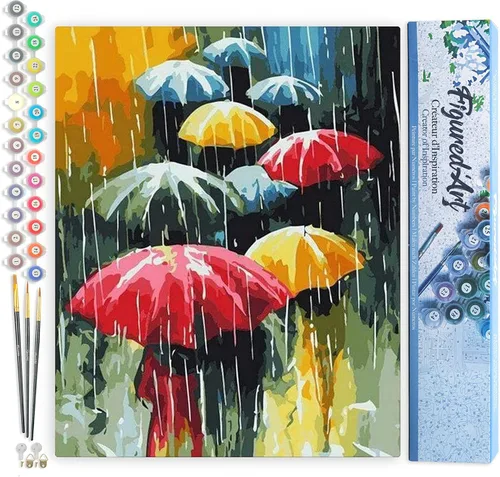 Miniatura 55 de Figured'Art - Juego de pintura por números, lienzo enrollado sin marco, para manualidades, para adultos, 16 x 20 pulgadas, jarrón de peonías