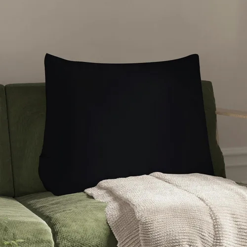 Miniatura 3 de WOWMAX Almohada de espalda para cama sentada, almohada de cuña para respaldo de cama y sofá, 85% lino y 15% mezcla de algodón, color negro