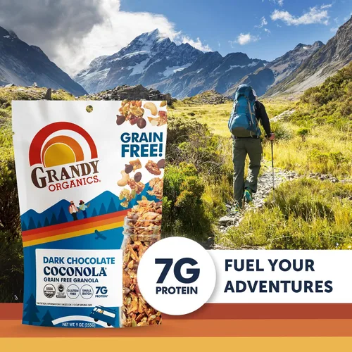 Miniatura 6 de Grandy Organics Chocolate oscuro y coconola - Granola orgánica certificada sin cereales - 0.27 oz de proteína - Sin gluten, sin OMG, vegano y paleo