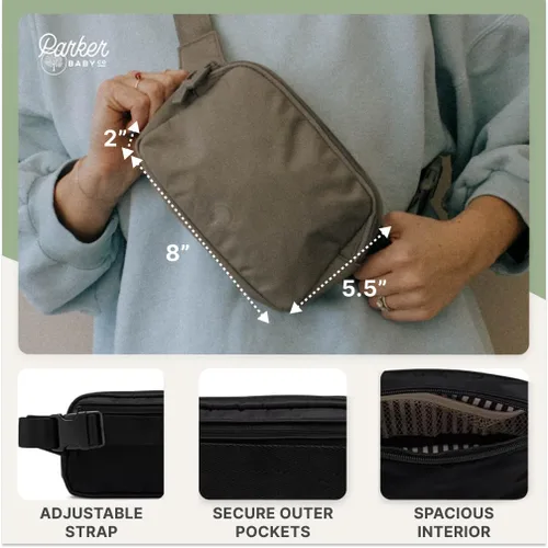Miniatura 4 de Parker - Riñonera portátil para pañales para bebés, bolsa cruzada para mamás, "Bolsa de cinturón de abedul", Gris