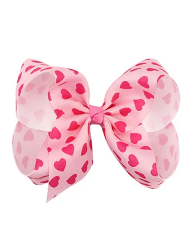 Pinzas para el cabello de San Valentín con lazo para niñas y niños, horquillas para el cabello con lazo, JHV08 (lazo rosa)