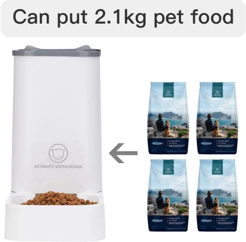 Miniatura 8 de XhuangTech Juego de alimentador automático, dispensador de agua de 1 galón y alimentador de alimentos para mascotas de 4.6 lbs, bebedero y comedero