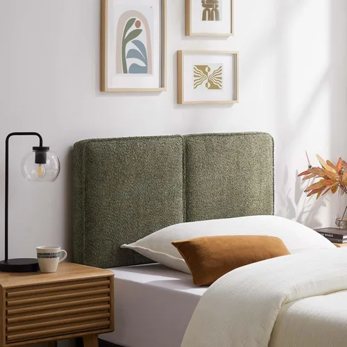 Miniatura 14 de Modway Lindee - Cabecero tapizado tamaño individual con tela de boucle pizarra, cabecero estilo almohada para habitación de niños o dormitorio