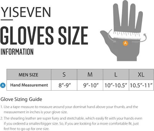 Miniatura 7 de YISEVEN Manoplas de piel de oveja de invierno para hombre