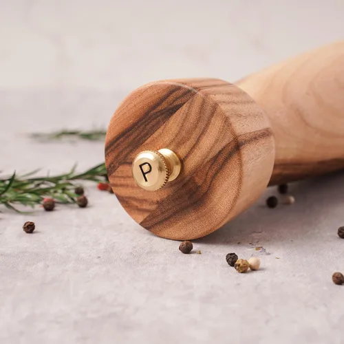 Miniatura 4 de Molinillo de pimienta, molinillo de pimienta con acero inoxidable ajustable, madera de acacia, 20.5 cm/8 pulgadas de altura, diámetro inferior: 6