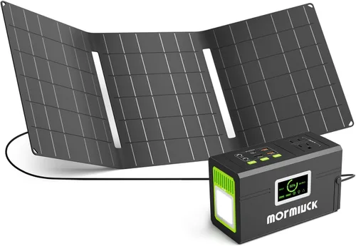Generador Solar, Estación de Energía Portátil de 88.8Wh 127W (Pico 200W) con Panel Solar de 30W, Paquete de Batería de Litio de 110V con Salida de