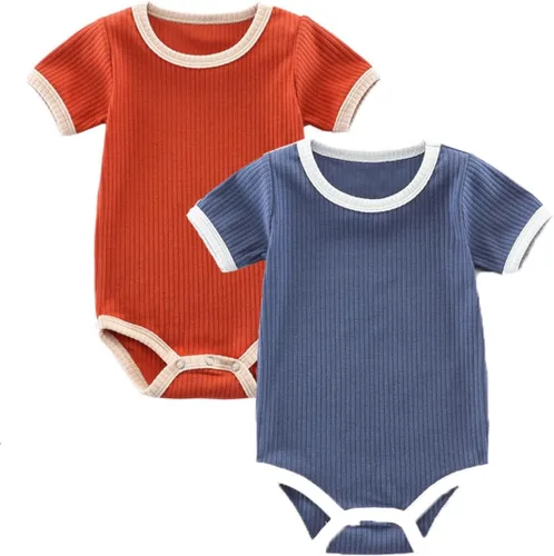 Miniatura 17 de Body de bebé, de manga corta, para niños y niñas, 100% algodón, unisex, con botones, paquete de 2