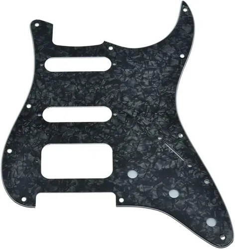 Dopro Golpeador de guitarra Strat HSS de 11 agujeros con 2 tornillos, soporte para pastilla Humbucking para American FD Stratocaster Black Pearl